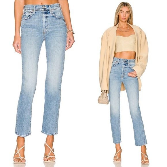 MOTHER Denim - MOTHER- High Waisted Hiker Hover Jeans Light Wash Slay It With Flowers Size 26